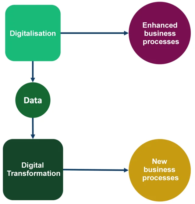 Figura 2. Vínculo entre la digitalización y la transformación digital.