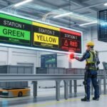 El sistema Andon es parte fundamental del Lean Manufacturing. Imagen elaborada por Nanobanana.